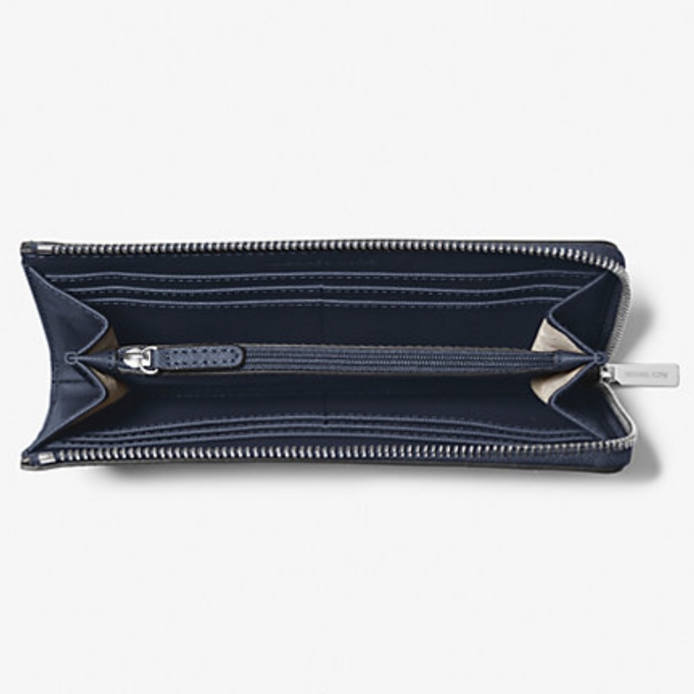 MICHAEL KORS Jet Set Travel Large Saffiano Leather Quarter-Zip Wallet
Navy 
NWT - Picture 16 of 16